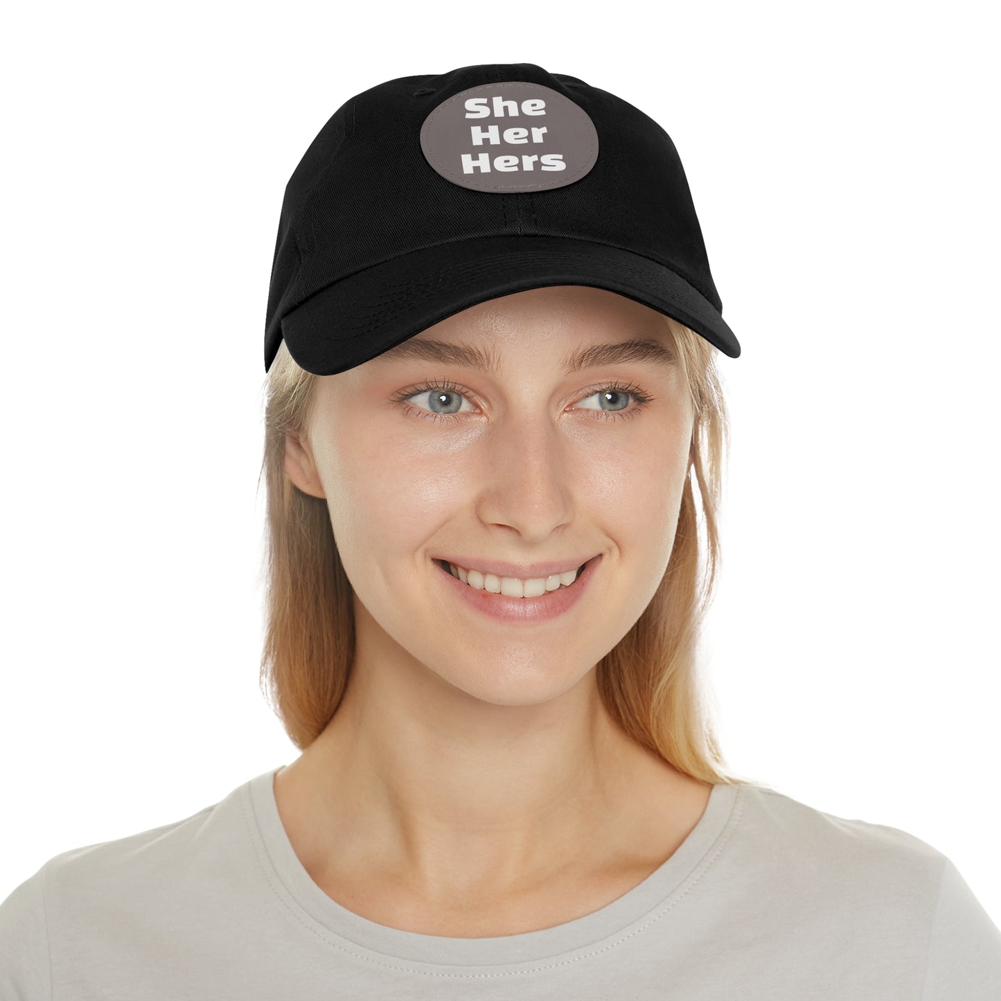 She/Her/Hers She Her Hers Pronouns Dad Hat with Round Leather Patch