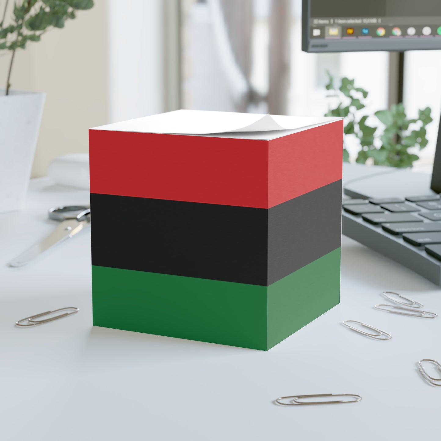 Pan African Flag Sticky Note Cube - Perfect Gift - Desk Accessory Paperweight - Stationary