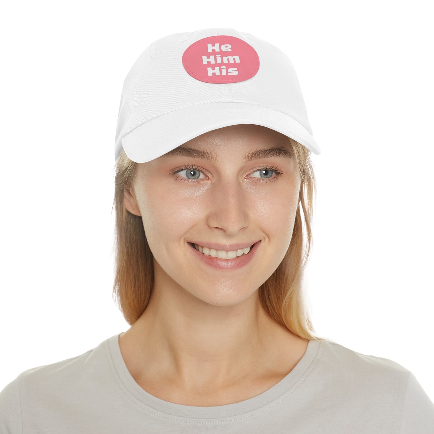 He/Him/His He Him His Pronouns Dad Hat with Round Leather Patch