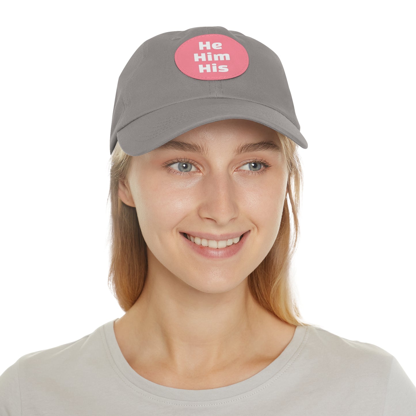 He/Him/His He Him His Pronouns Dad Hat with Round Leather Patch