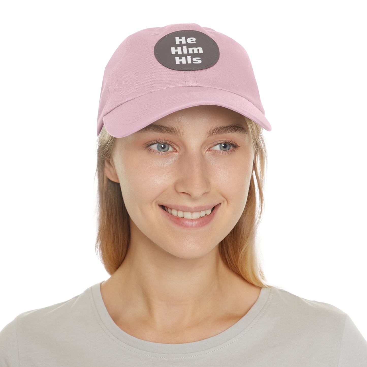 He/Him/His He Him His Pronouns Dad Hat with Round Leather Patch