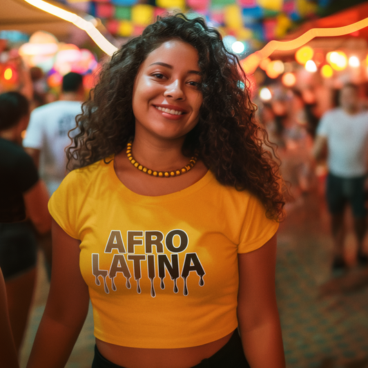 Afro Latina Pride Crop Top - African Diaspora Mixed with Latin - Biracial Acceptance T-Shirt - Embrace Your Culture